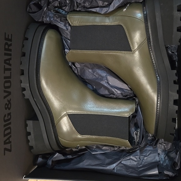 NWT Zadig and & Voltaire Ride Semy Shiny Chelsea Platform Boots Silver Wings - Picture 9 of 15